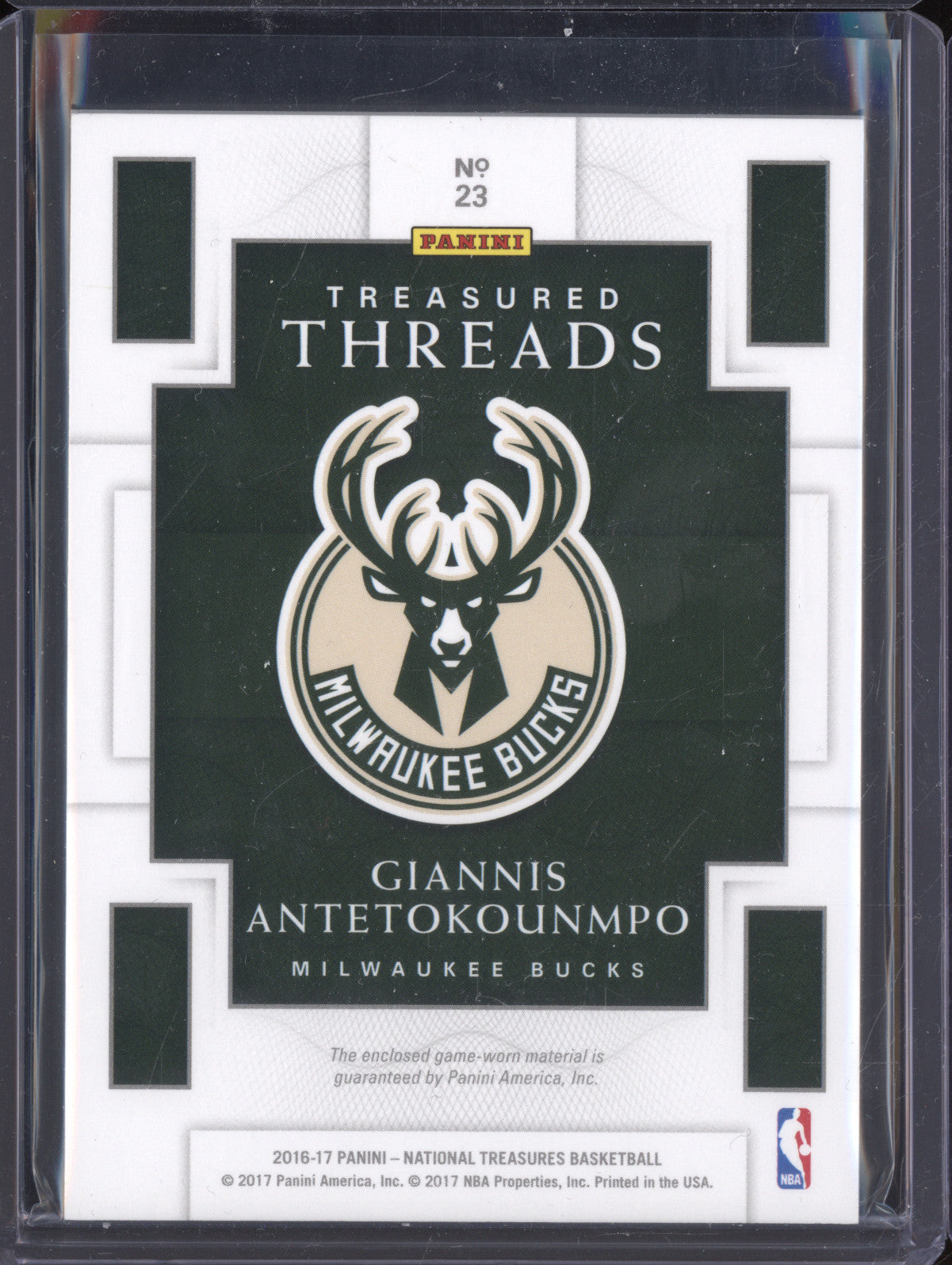 Giannis Antetokounmpo 2016-17 Panini NT 23 Treasured Threads Prime 8/25