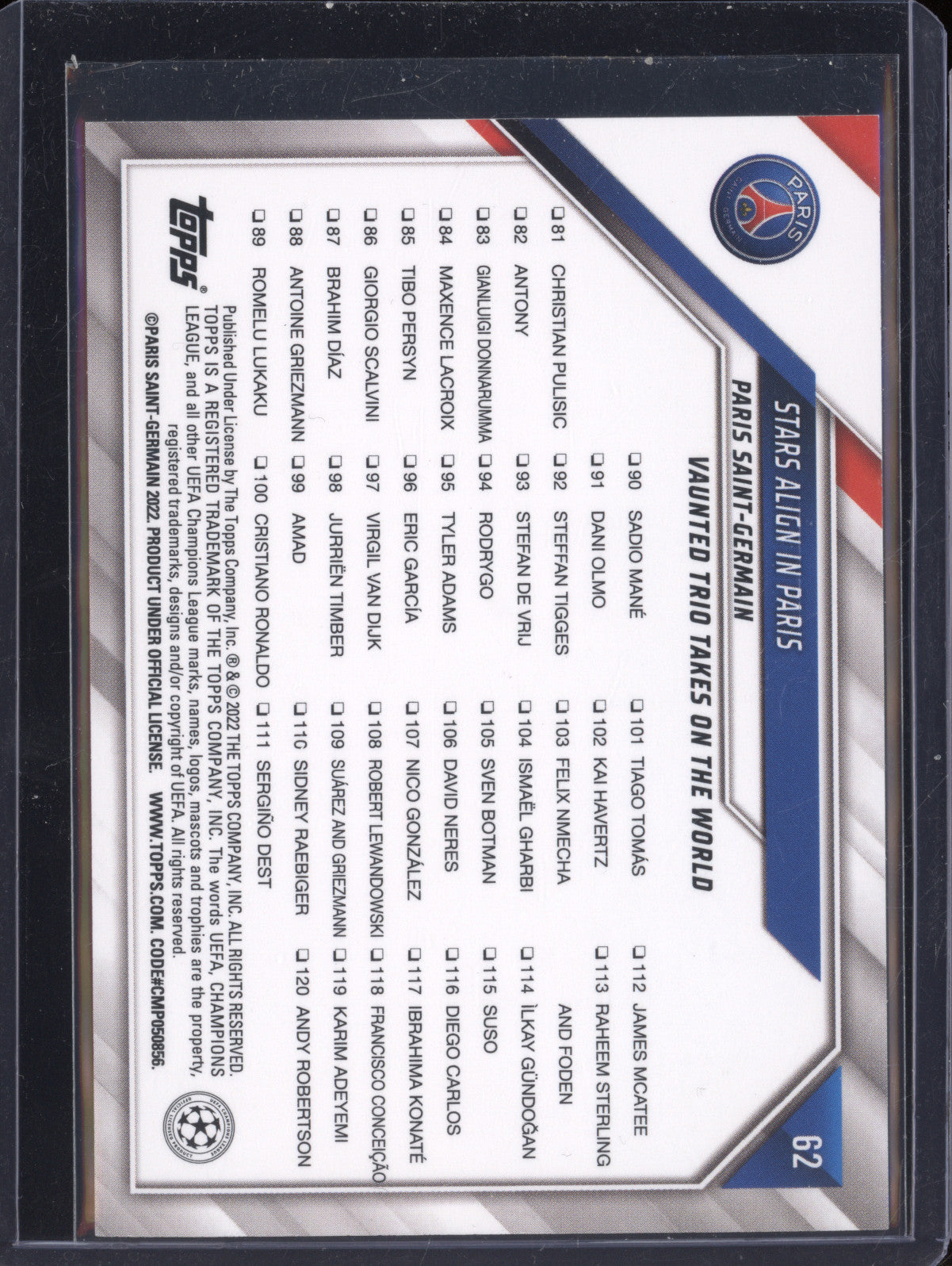 Stars Align in Paris 2021-22 Topps UCL 62 Starball Foil