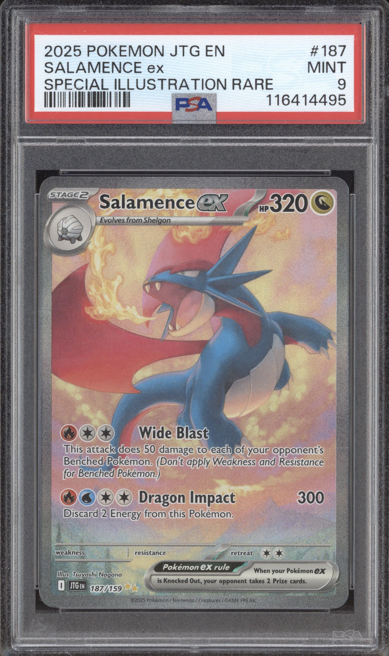Salamence ex 2025 Pokemon Journey Together 187 Special Illustration Rare PSA 9