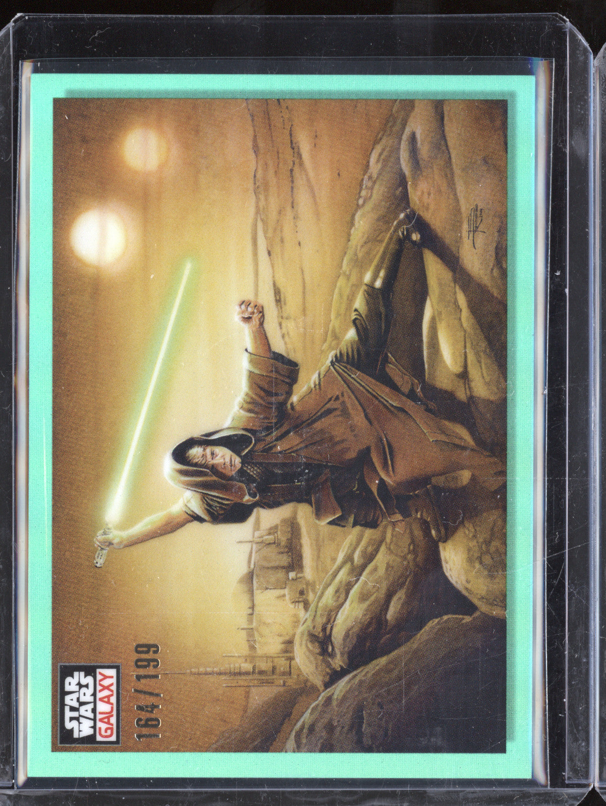 A Young Jedi's Stance 2023 Topps Star Wars Galaxy 52 Aqua Refractor 164/199