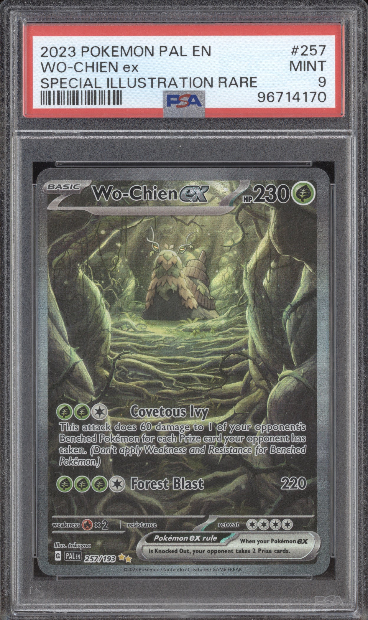 Wo-Chien ex 2023 Pokemon Paldea Evolved 257/193 Special Illustration Rare PSA 9