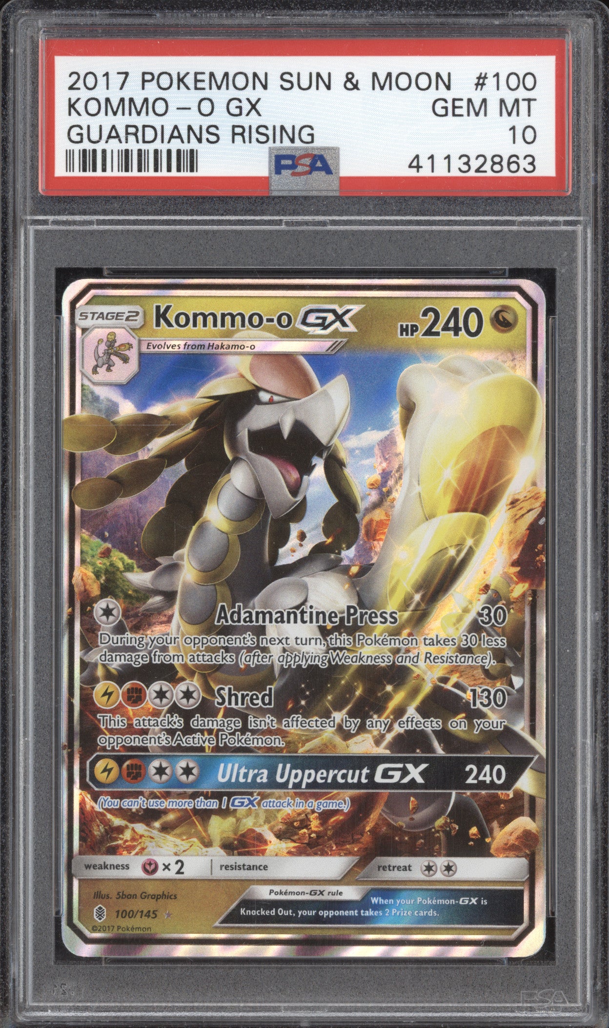 Kommo-o GX 2017 Pokemon Guardians Rising 100/145 Double Rare PSA 10