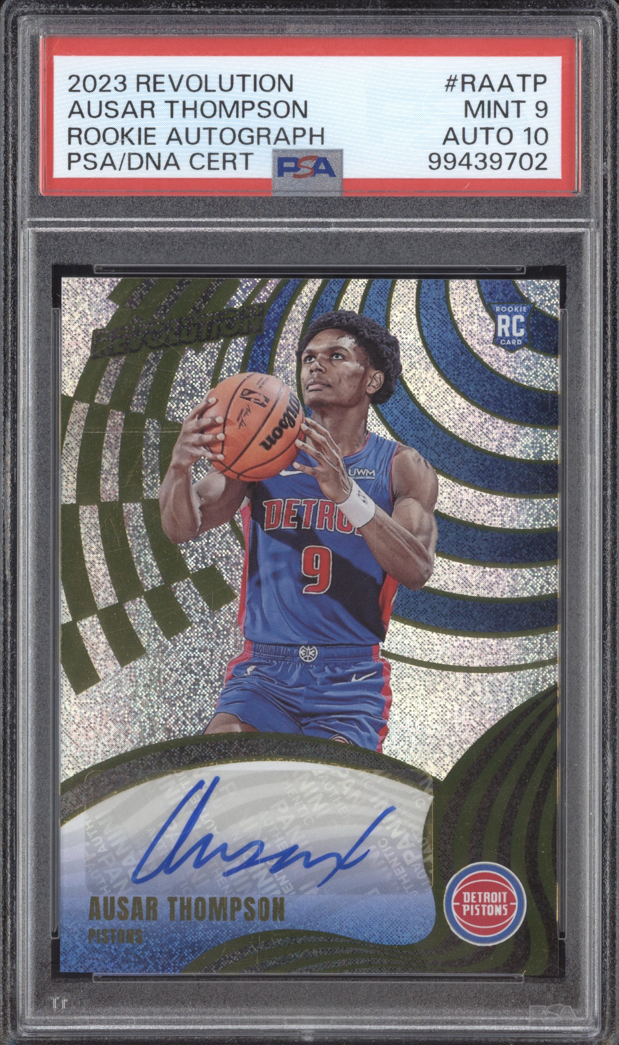 Ausar Thompson 2023-24 Panini Revolution RA-ATP Rookie Auto RC PSA 9/10