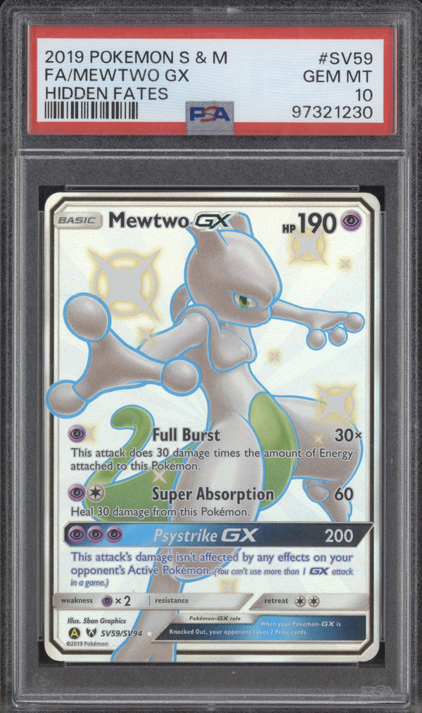 Mewtwo GX 2019 Pokemon Hidden Fates SV59/SV94 Shiny Vault PSA 10