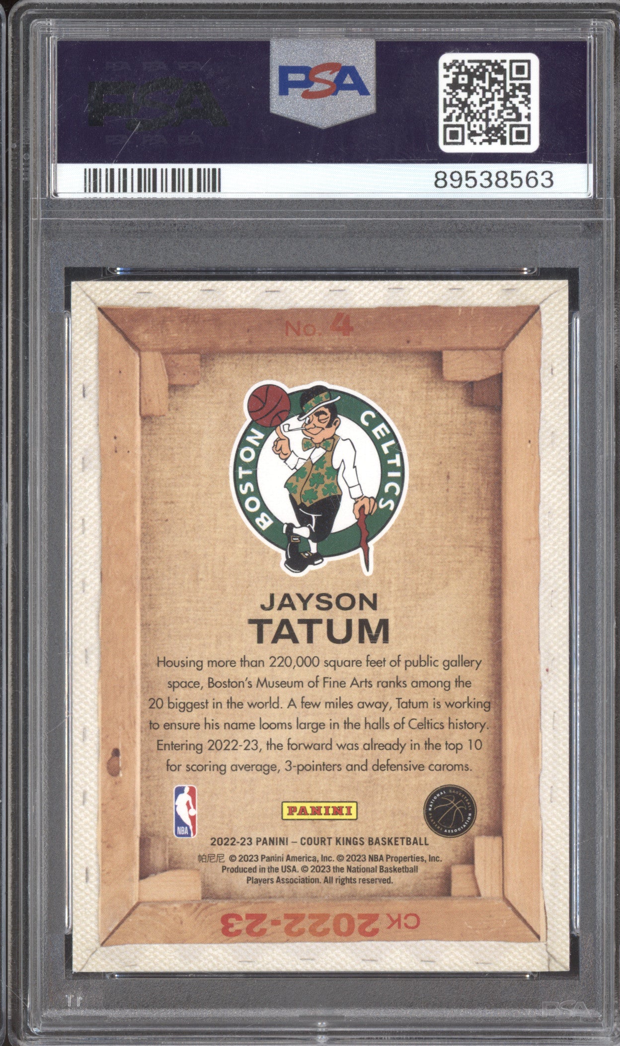 2022 Panini Court Kings 4 Jayson Tatum Blank Slate PSA 9