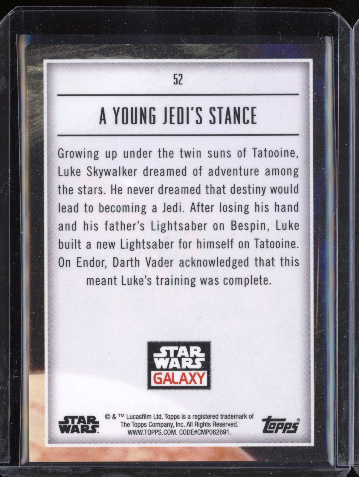 A Young Jedi's Stance 2023 Topps Star Wars Galaxy 52 Aqua Refractor 164/199