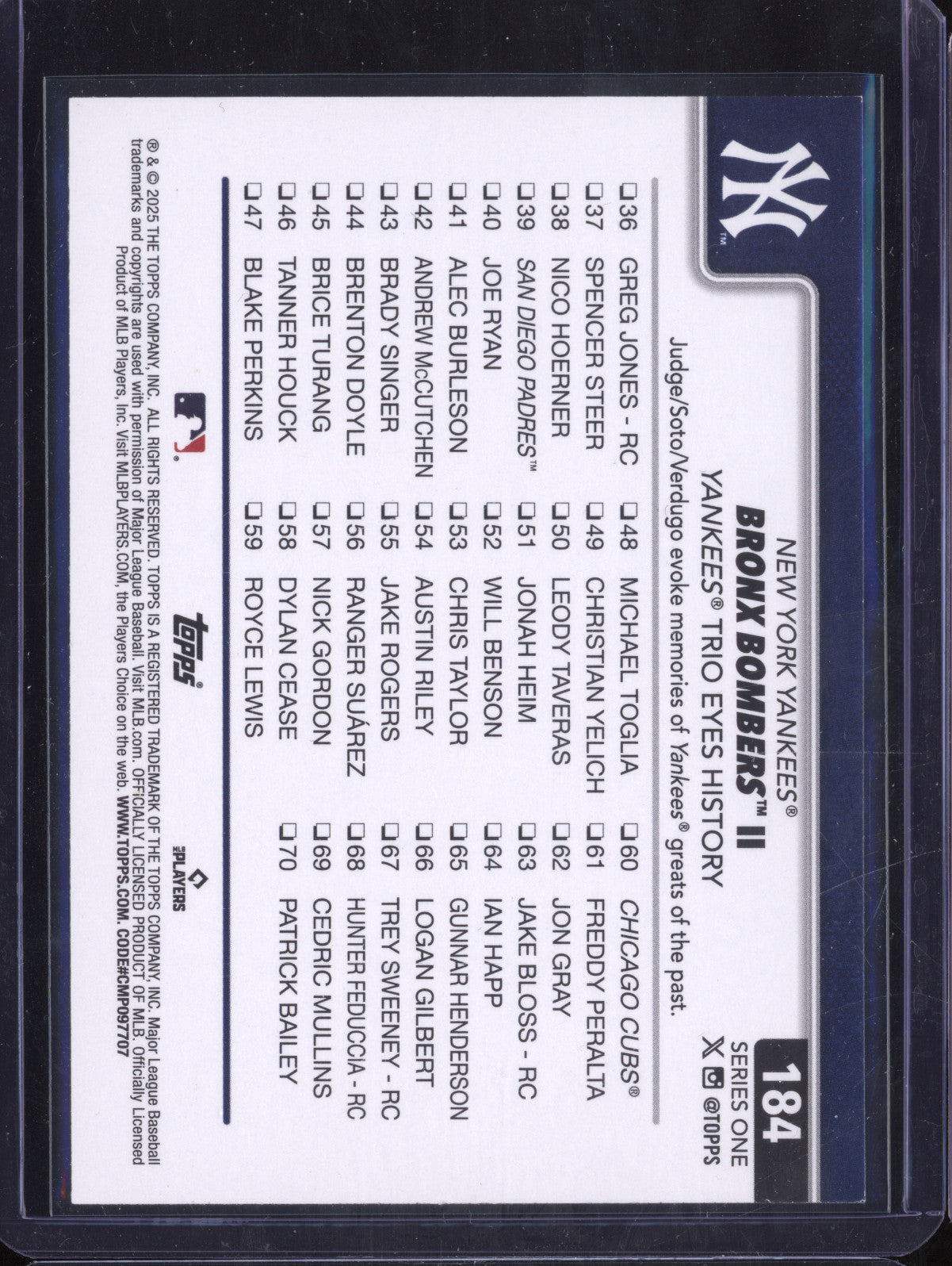 Bronx Bombers 2024 Topps Series 1 184 Team Color Logo