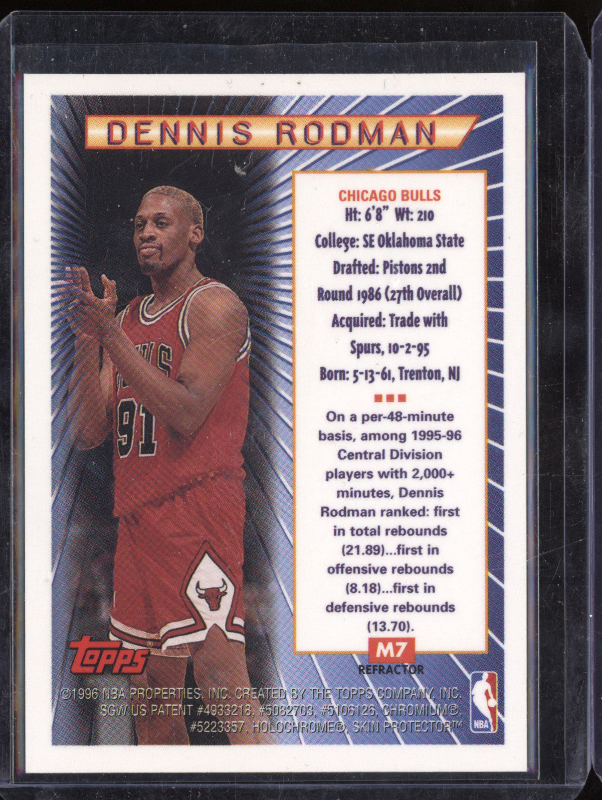 Dennis Rodman 1996-97 Topps Mystery Finest M7 Bordered Refractor