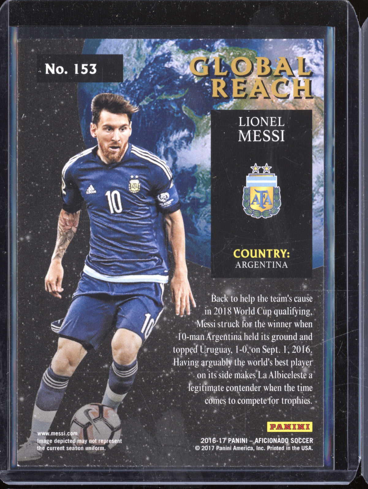 Lionel Messi 2016-17 Panini Aficionado 153 Global Reach