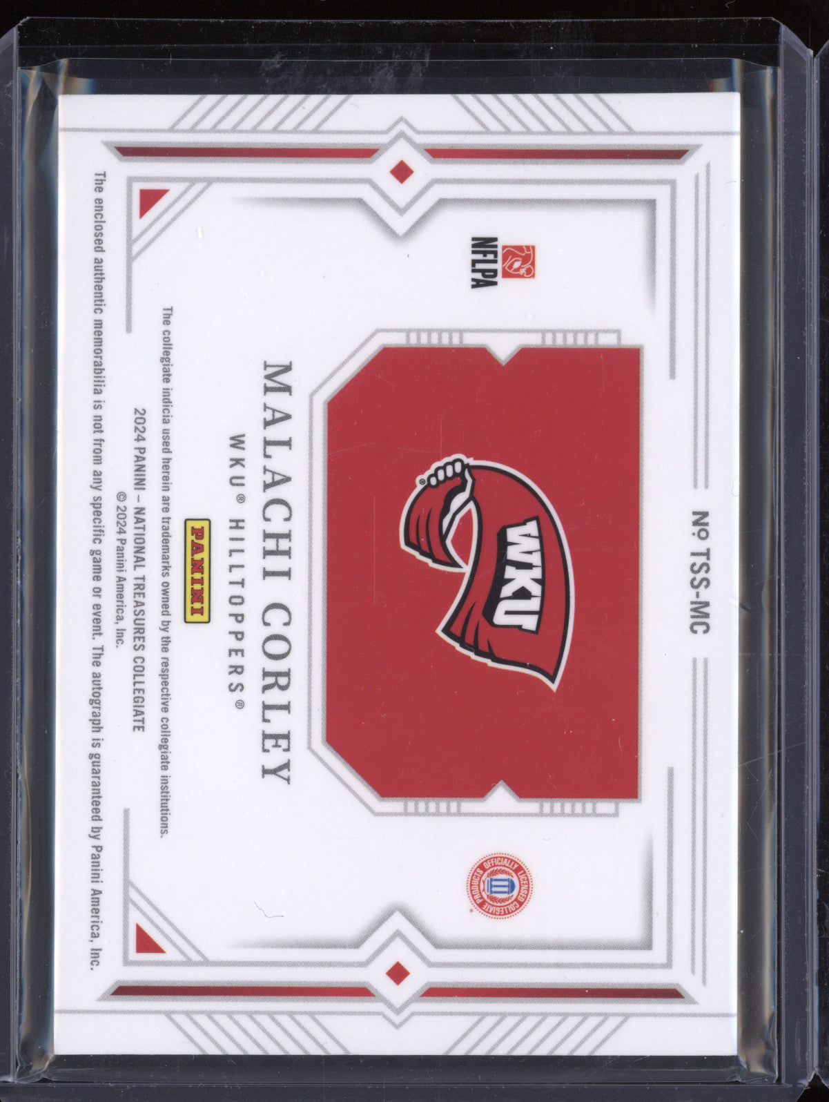 Malachi Corley 2024 Panini NT Collegiate TSS-MC Rookie Team Slogan Auto RC 1/25