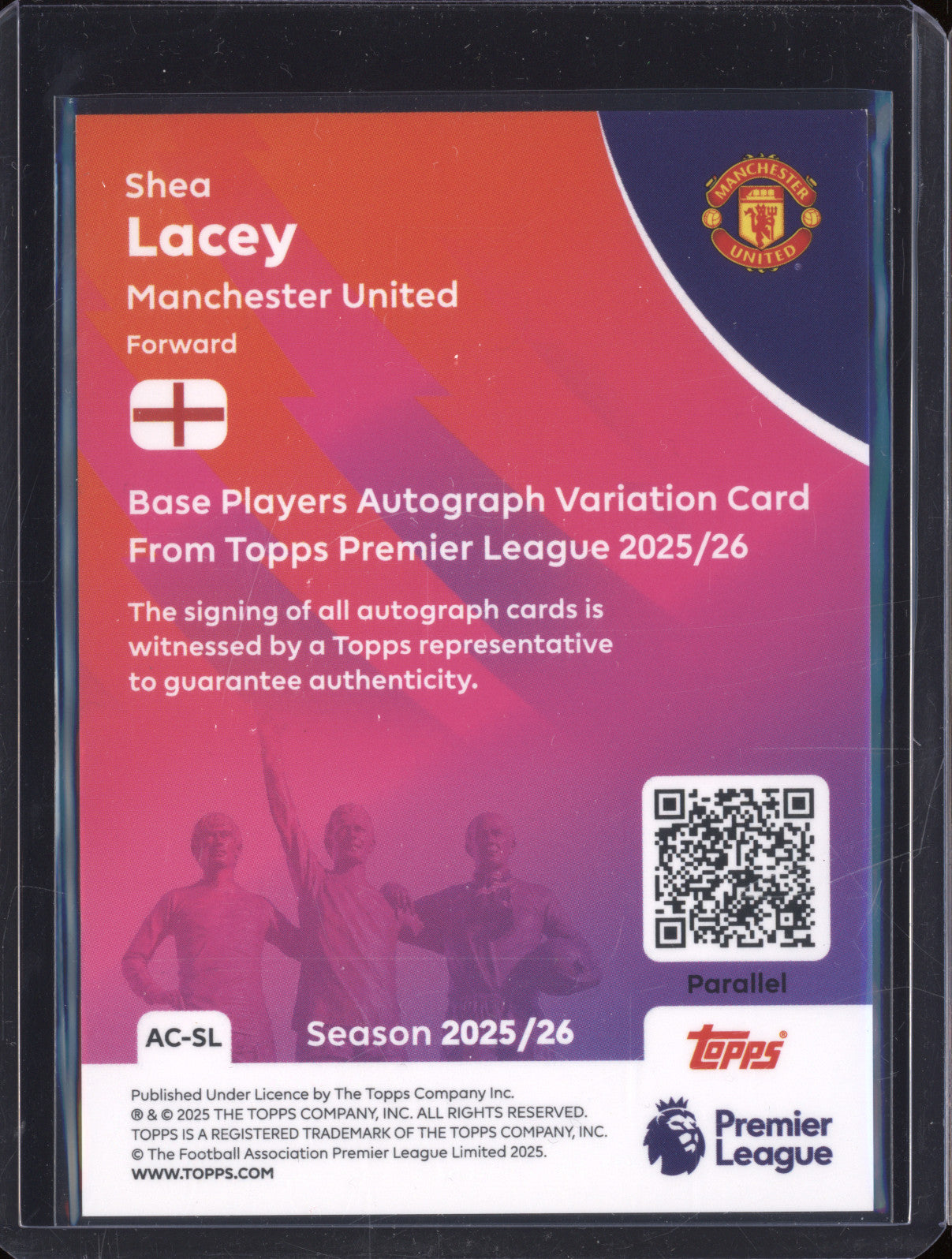 Shea Lacey 2025-26 Topps Premier League AC-SL Auto Blue RC 19/150