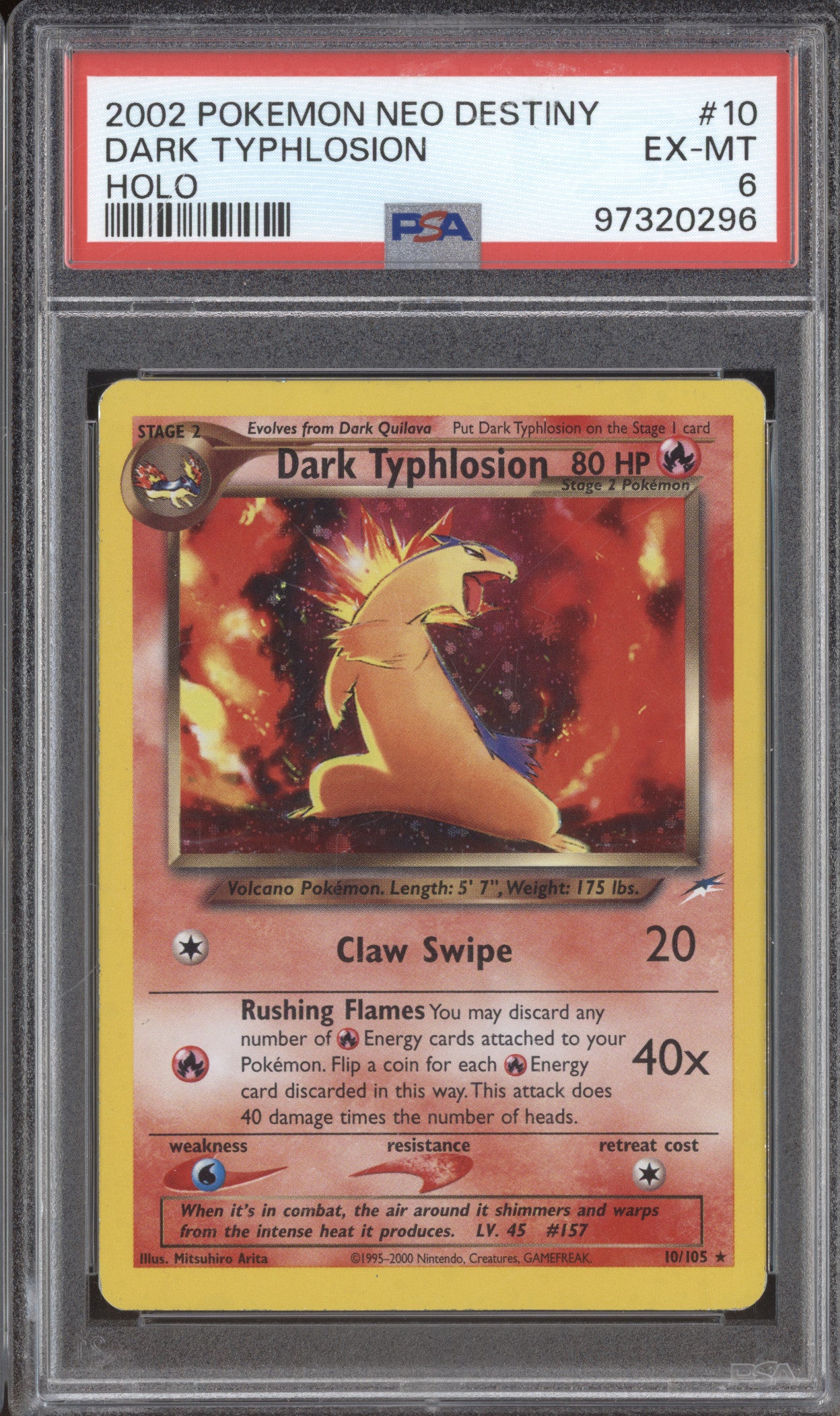 2002 Pokemon Neo Destiny 10/105 Dark Typhlosion Holo PSA 6