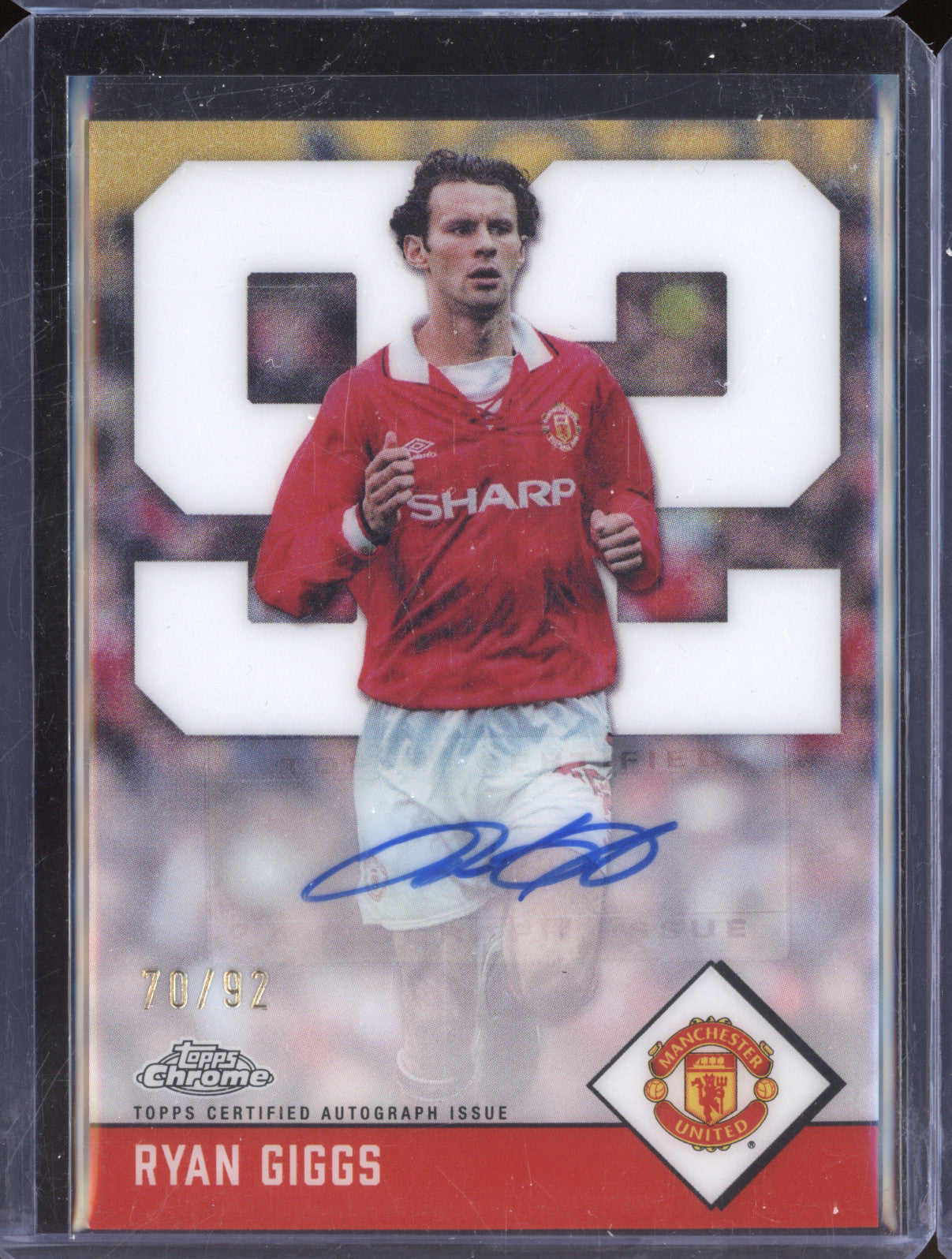 Ryan Giggs 2024-25 Topps Chrome Man Utd 92-RG Class of 92 Auto 70/92