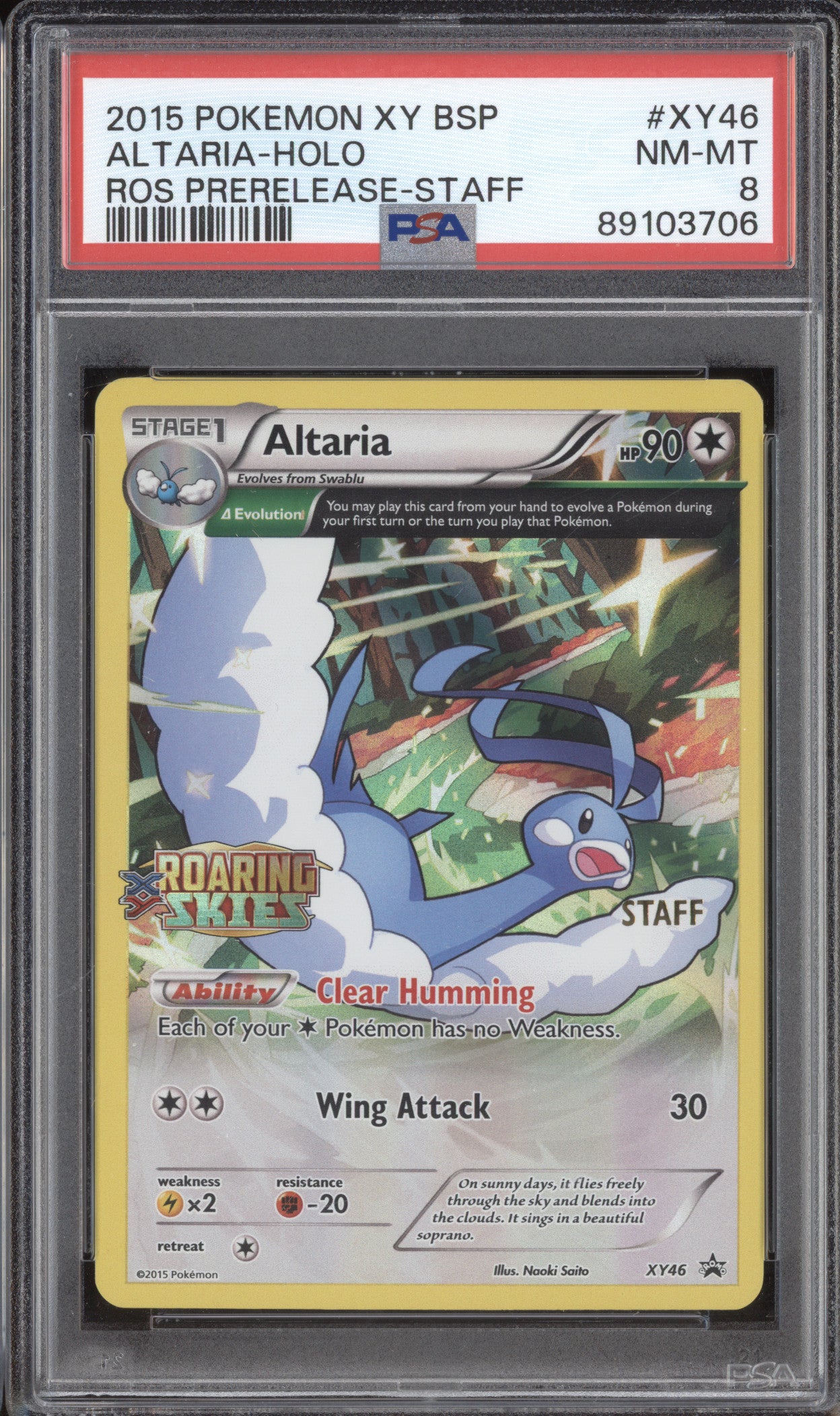 Altaria Holo 2015 Pokemon Roaring Skies XY46 Prerelease Staff Promo PSA 8