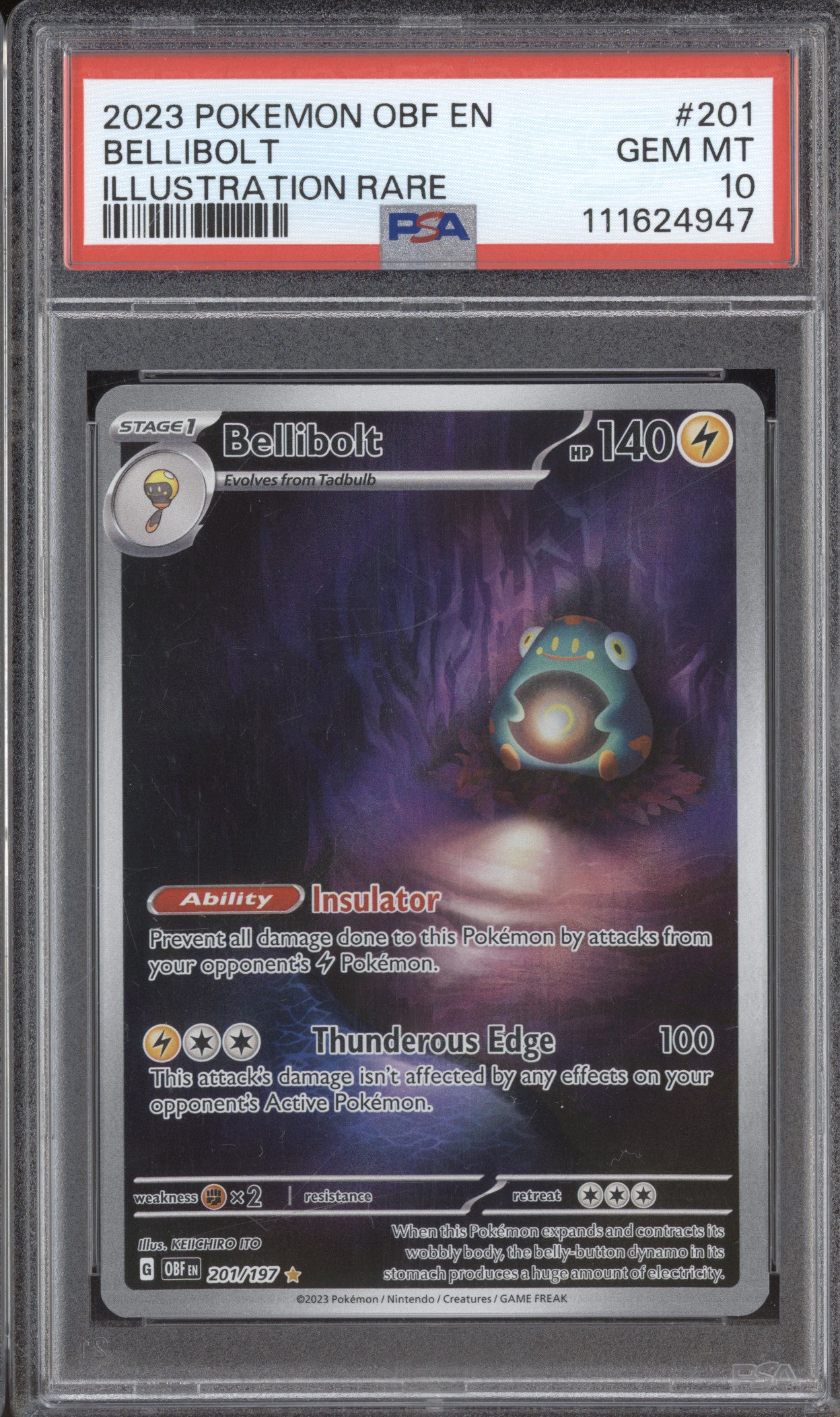 Bellibolt 2023 Pokemon Obsidian Flames 201/197 Illustration Rare PSA 10