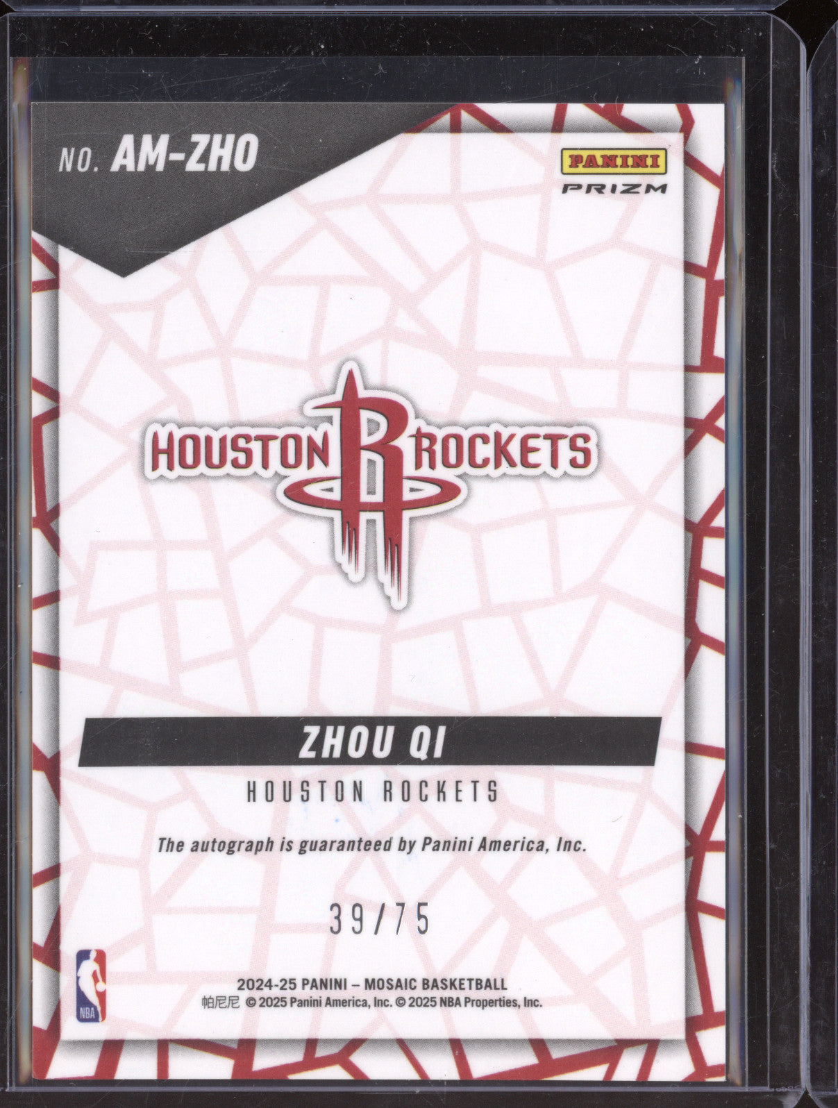 Zhou Qi 2024-25 Panini Mosaic AM-ZHO Mosaic Autographs Bronze 39/75