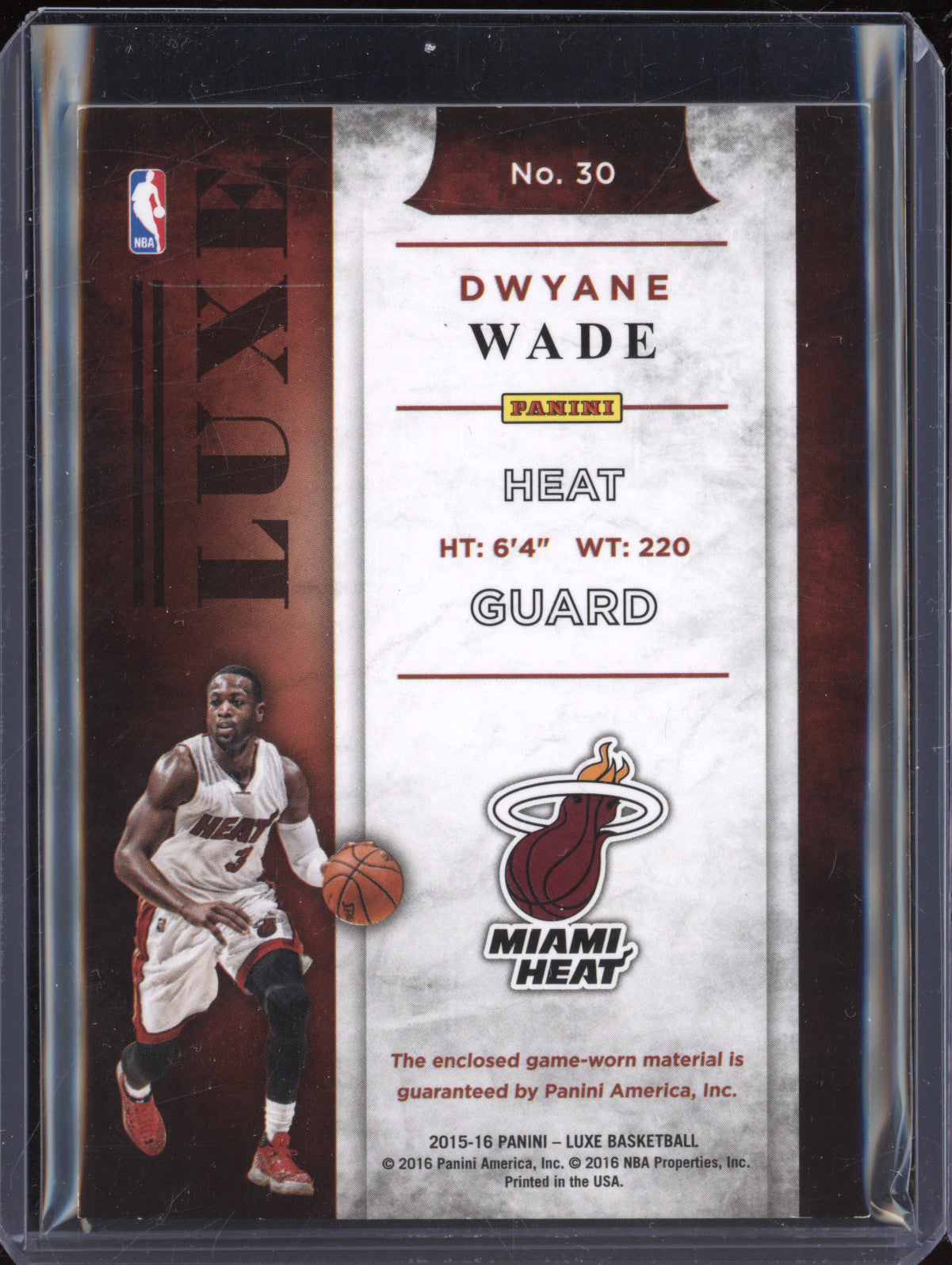 Dwyane Wade 2015-16 Panini Luxe 30 Memorabilia 27/99
