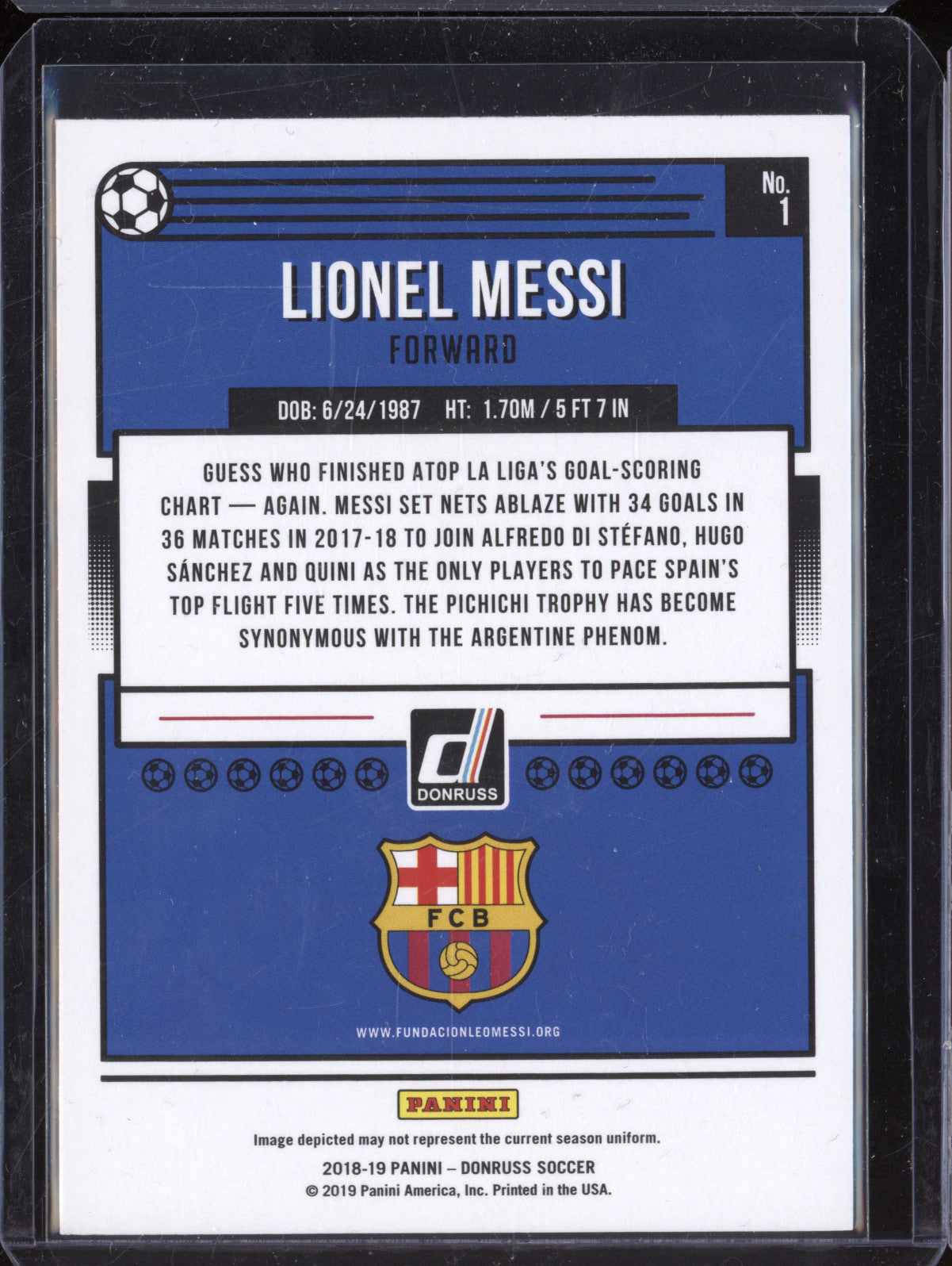 Lionel Messi 2018-19 Panini Donruss 1 Press Proof Green