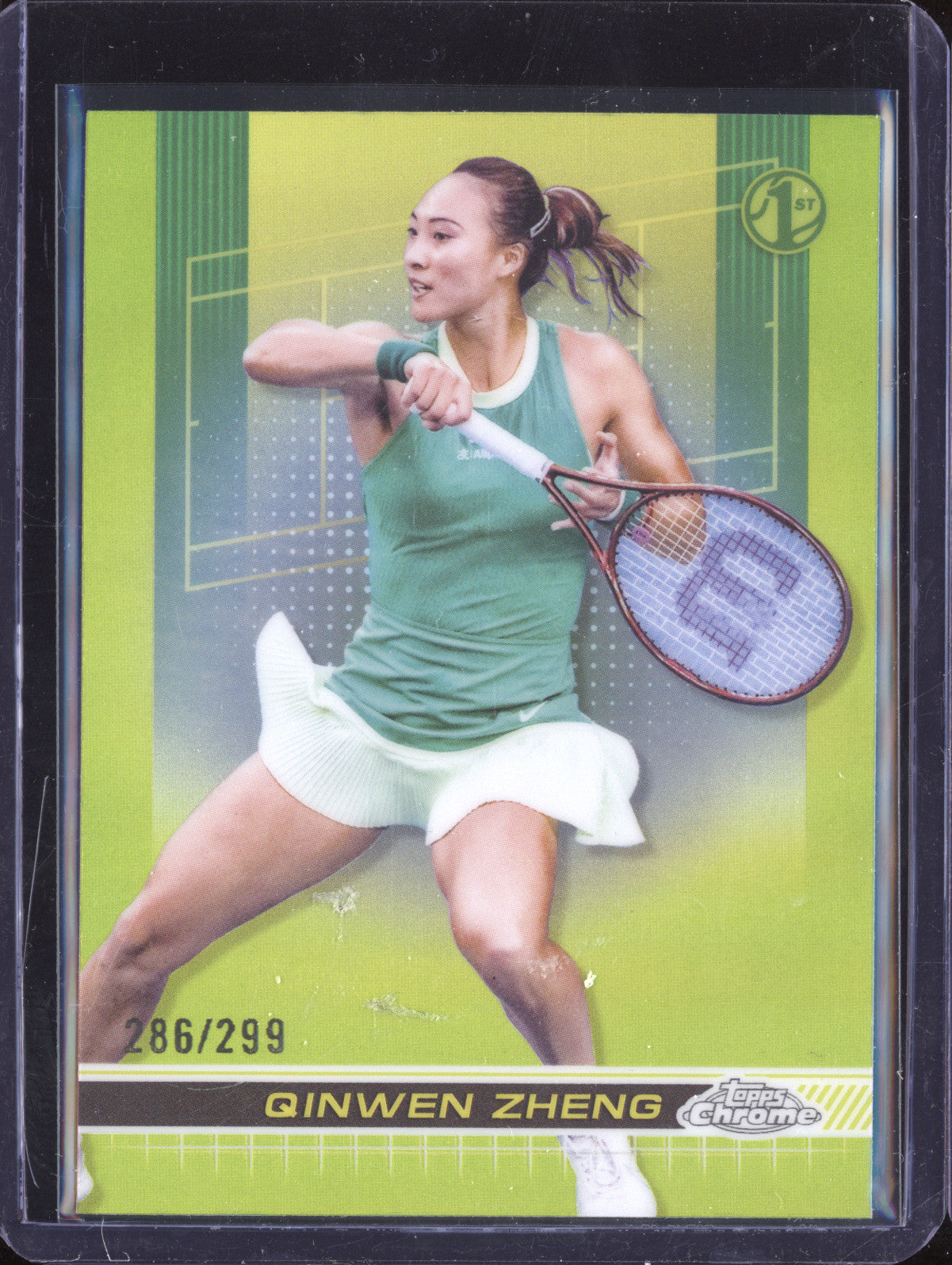 Qinwen Zheng 2024 Topps Chrome Tennis 119 Lime Green Refractor RC 286/299