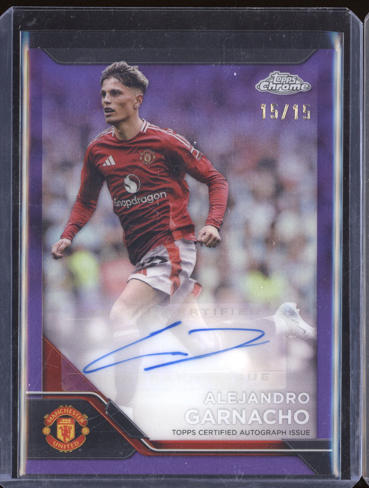 Alejandro Garnacho 2024-25 Topps Chrome Man Utd CA-AG Auto Purple Refr