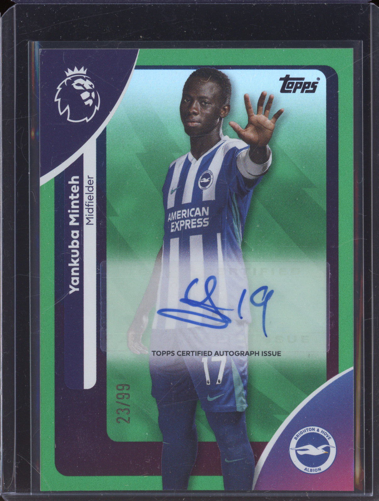 Yankuba Minteh 2025-26 Topps Premier League AC-YM Auto Green 23/99