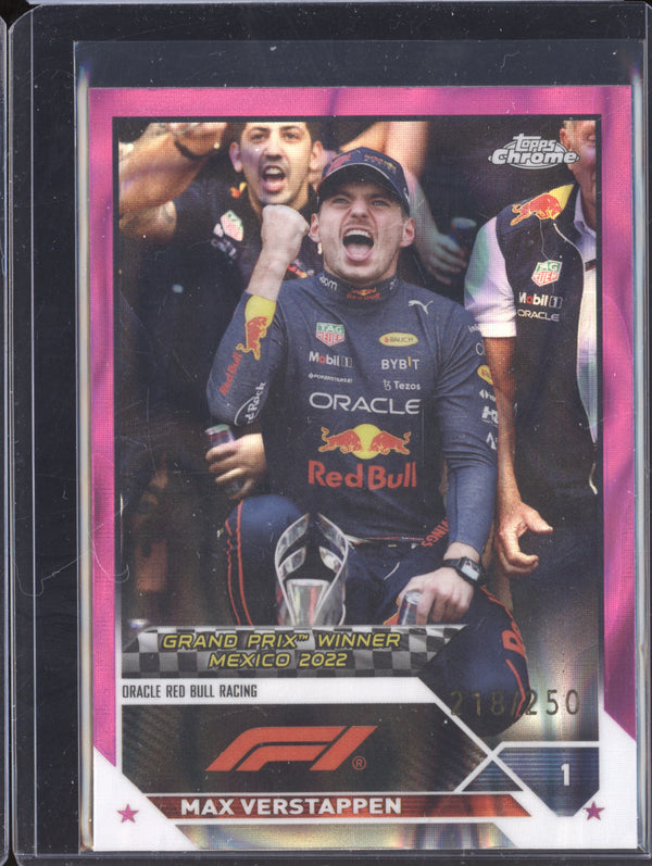 Max Verstappen 2023 Topps Chrome F1 163 Fuchsia Lava Refractor 218/250