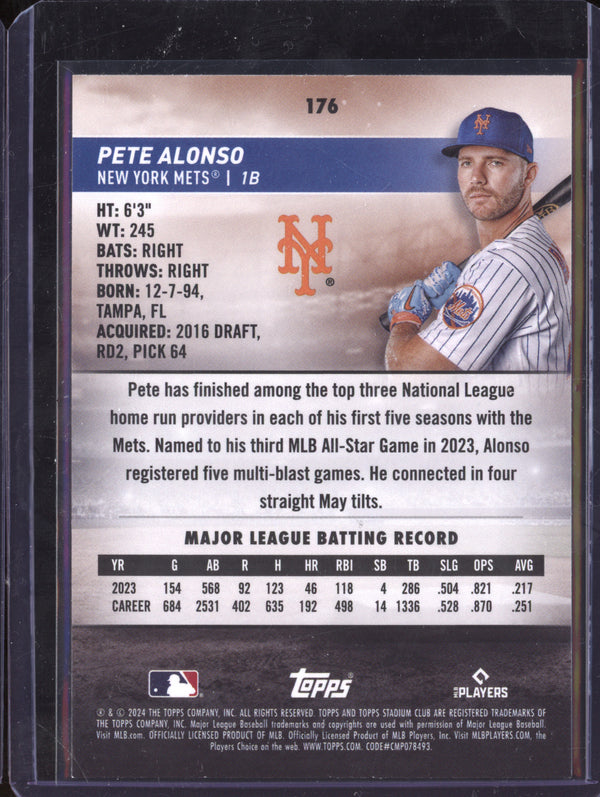 Pete Alonso 2024 Topps Stadium Club 176 Image Variation