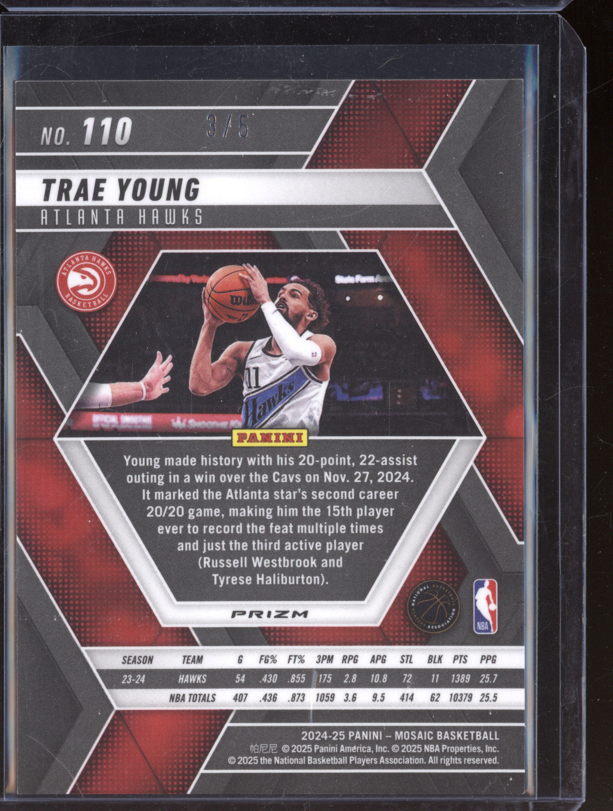 Trae Young 2024-25 Panini Mosaic 110 Spectris Green FOTL 3/5
