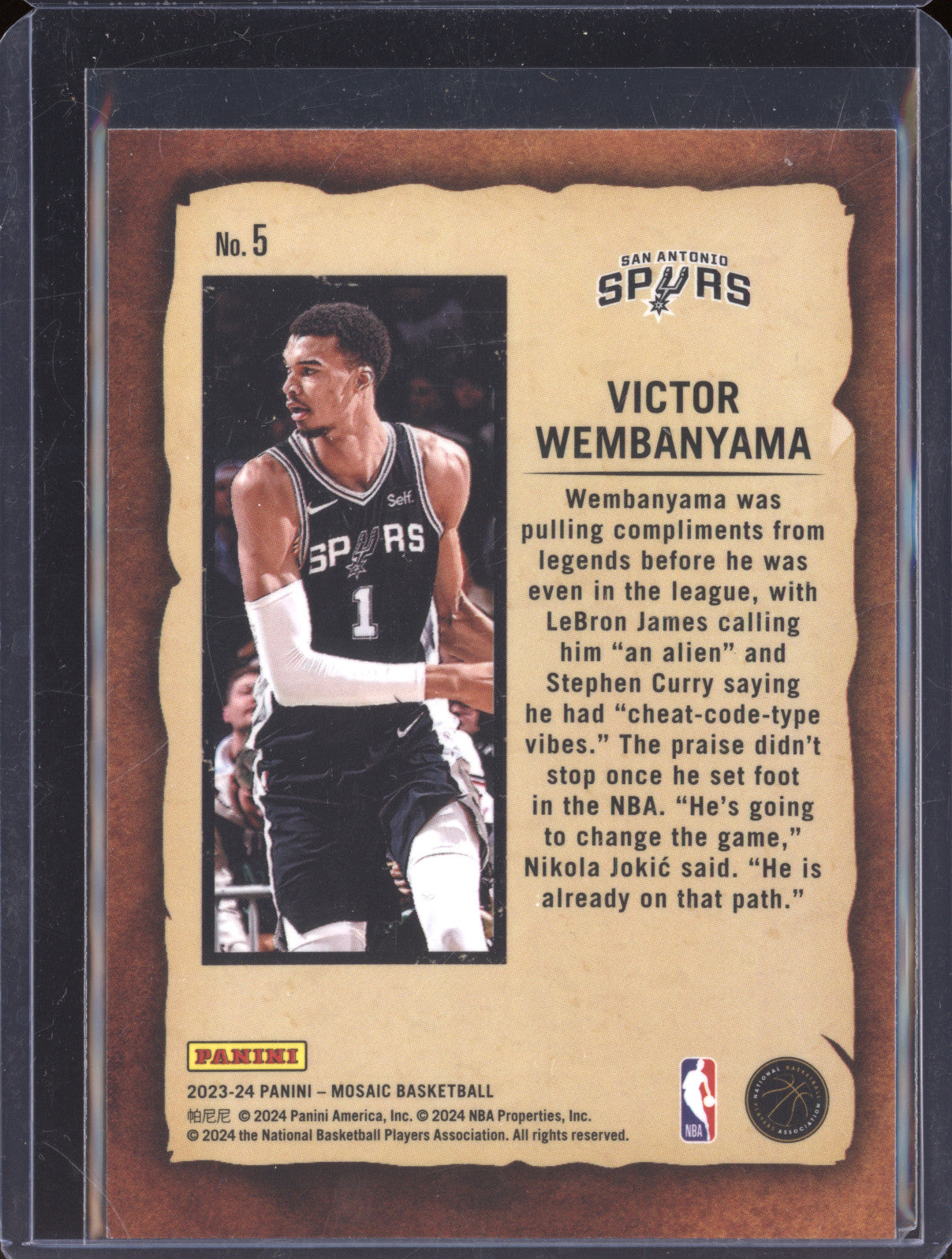 Victor Wembanyama 2023-24 Panini Mosaic 5 Notoriety RC