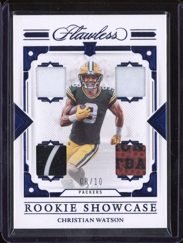 Christian Watson 2022 Panini Flawless RS-CW Rookie Showcase Sapphire RC 8/10