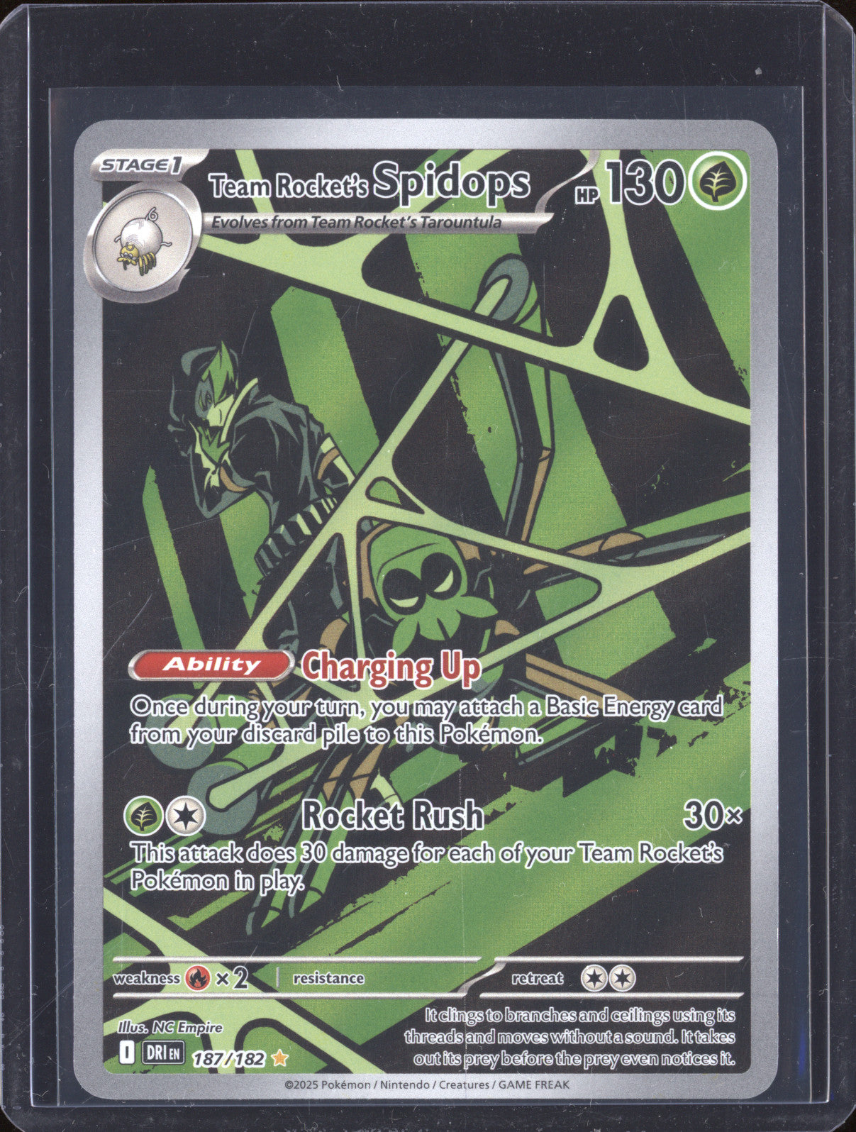 Team Rocket's Spidops 2025 Pokemon Destined Rivals 187/182 Illustration Rare