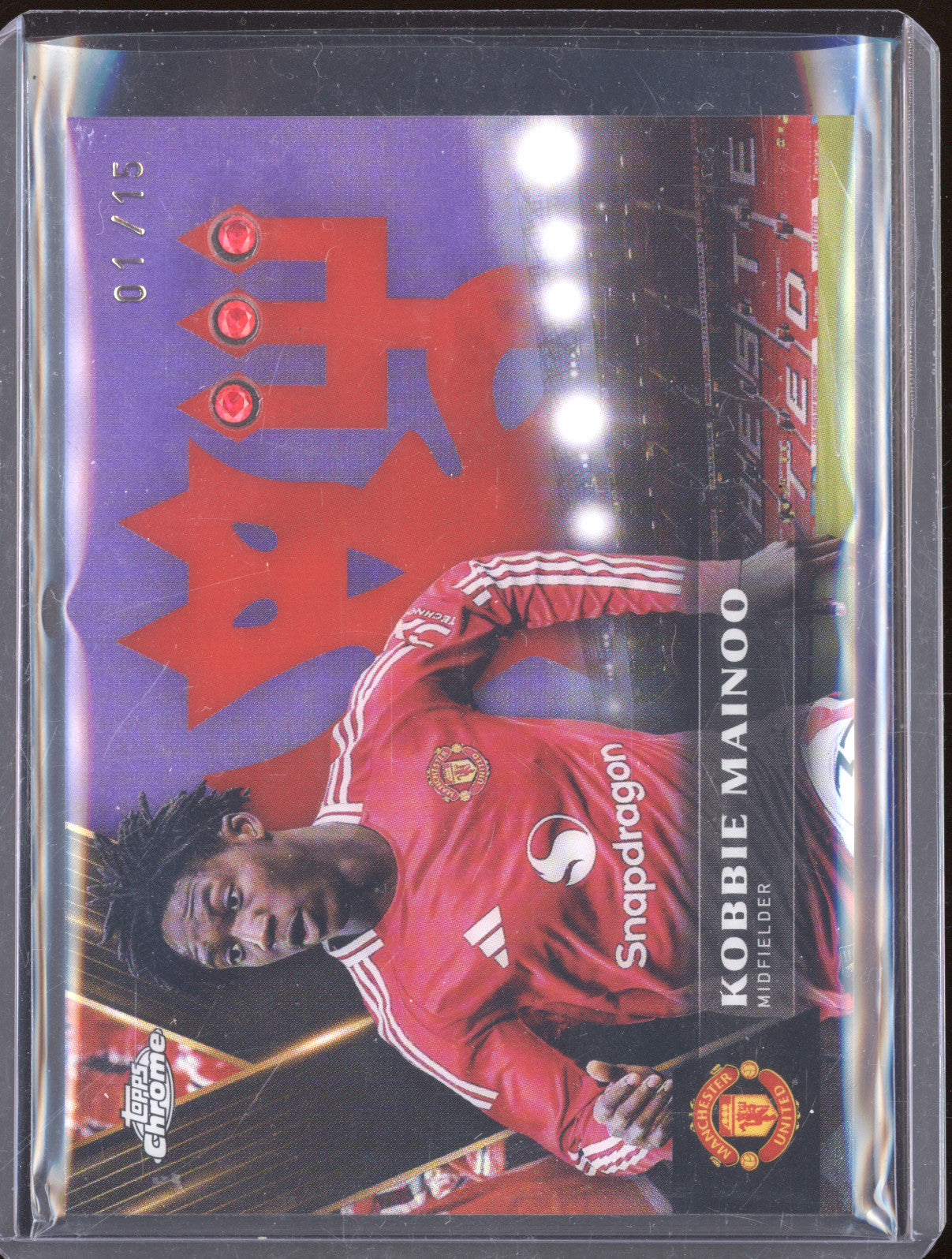 Kobbie Mainoo 2024-25 Topps Chrome Man Utd RD-KM Red Devil Relic Purple 1/15