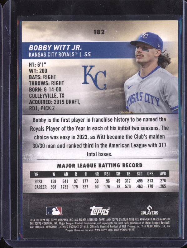 Bobby Witt Jr 2024 Topps Stadium Club 182 Gold Foil