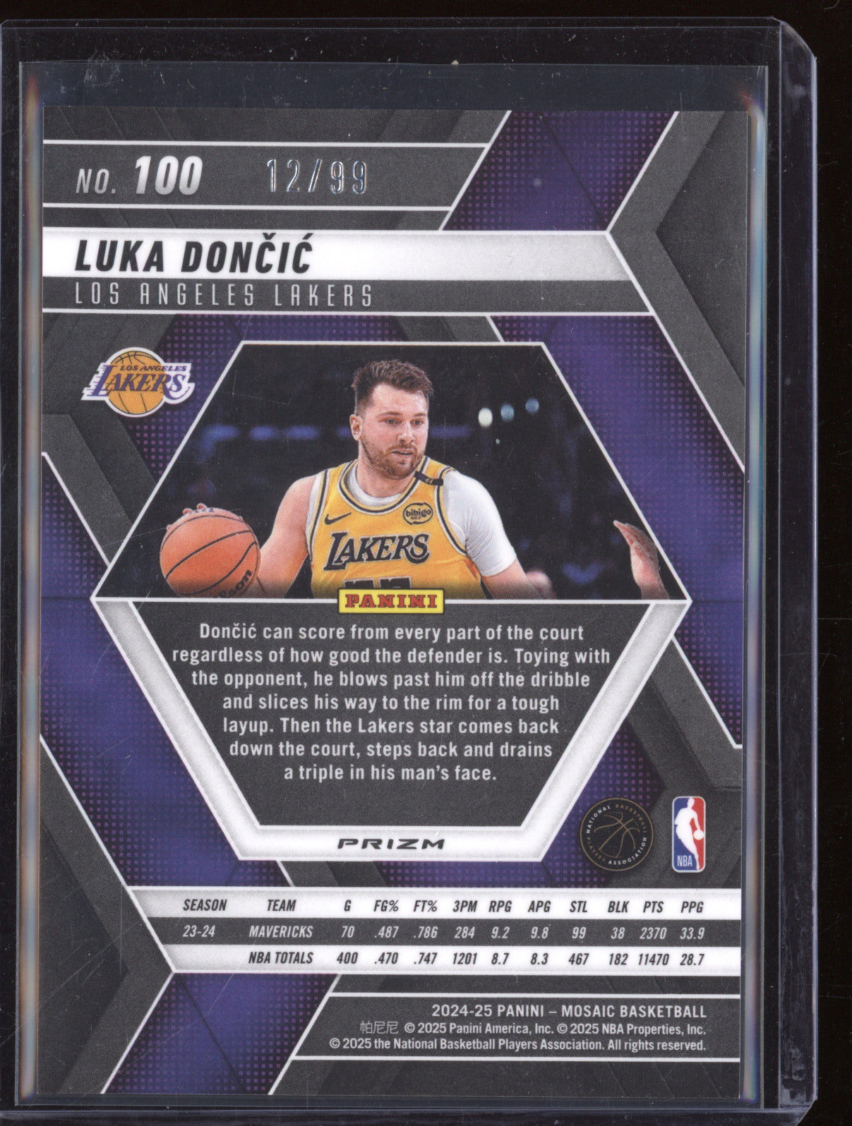 Luka Doncic 2024-25 Panini Mosaic 100 Fastbreak Red Mosaic 12/99