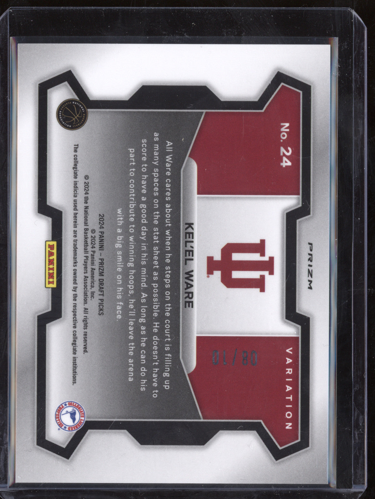 Kel'el Ware 2024 Panini Prizm Draft Picks 24 Gold Variation RC 8/10