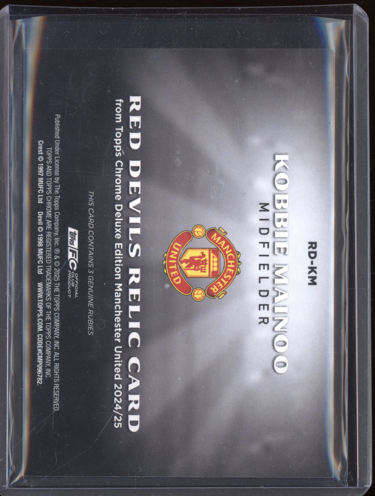Kobbie Mainoo 2024-25 Topps Chrome Man Utd RD-KM Red Devil Relic Purple 1/15