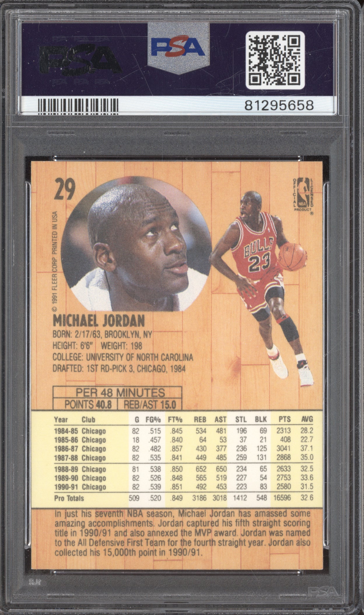 1991 Fleer 29 Michael Jordan PSA 8