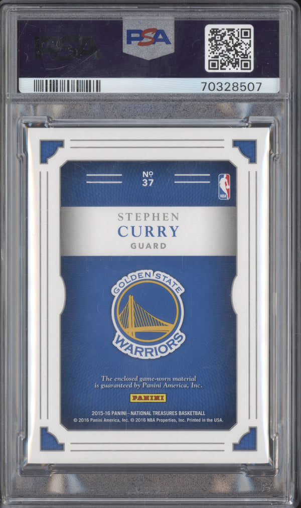 Stephen Curry 2015-16 Panini National Treasures 37 NBA Material 42/49 PSA 9