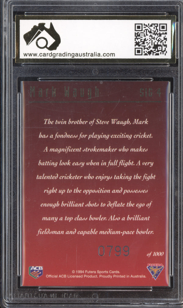 Mark Waugh 1994 Futera  SIG 4 Signature Series 799/1000