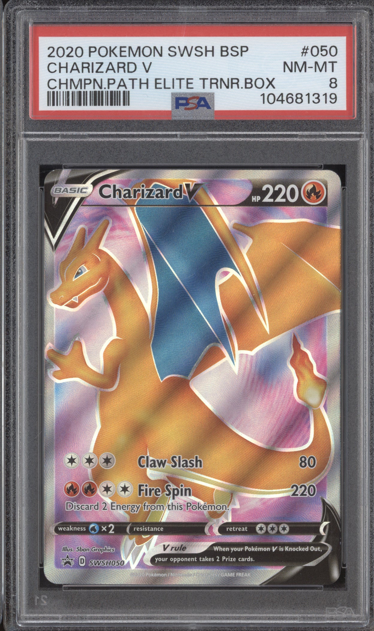 Charizard V 2020 Pokemon Sword & Shield Promos SWSH050 ETB Promo PSA 8