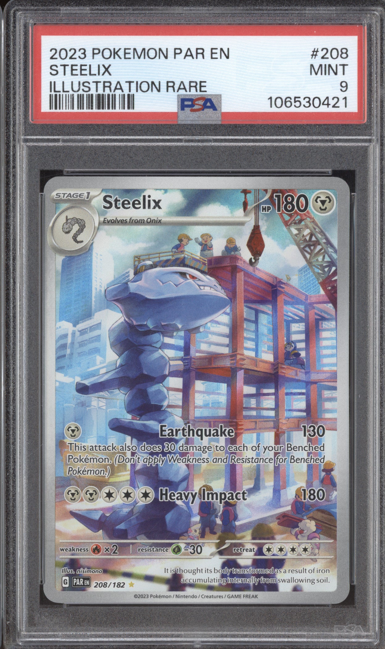 Steelix 2023 Pokemon Paradox Rift 208/182 Illustration Rare PSA 9