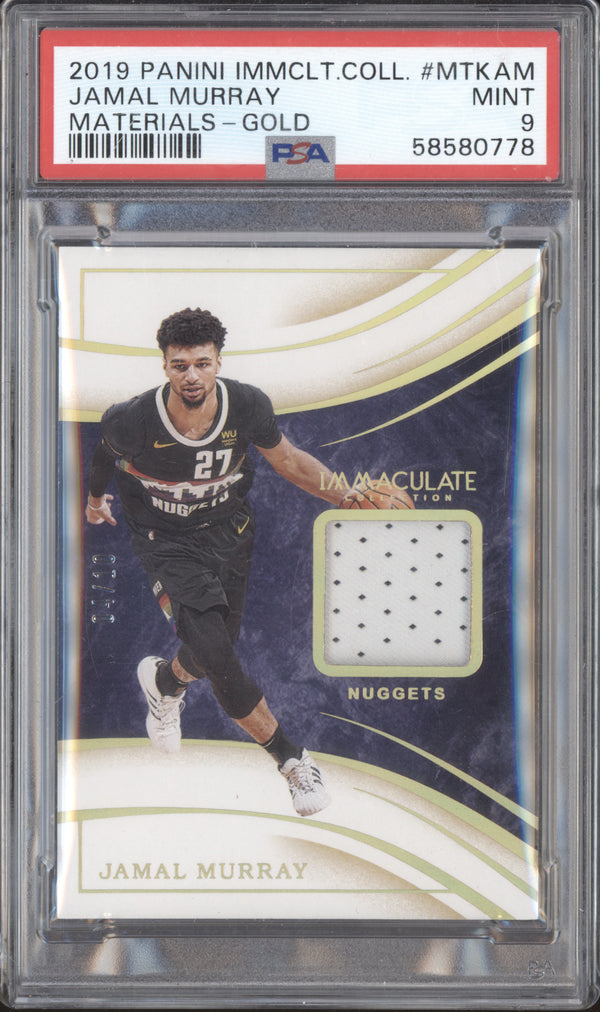 Jamal Murray 2019-20 Panini Immaculate MT-KAM Materials Gold 4/10 PSA 9