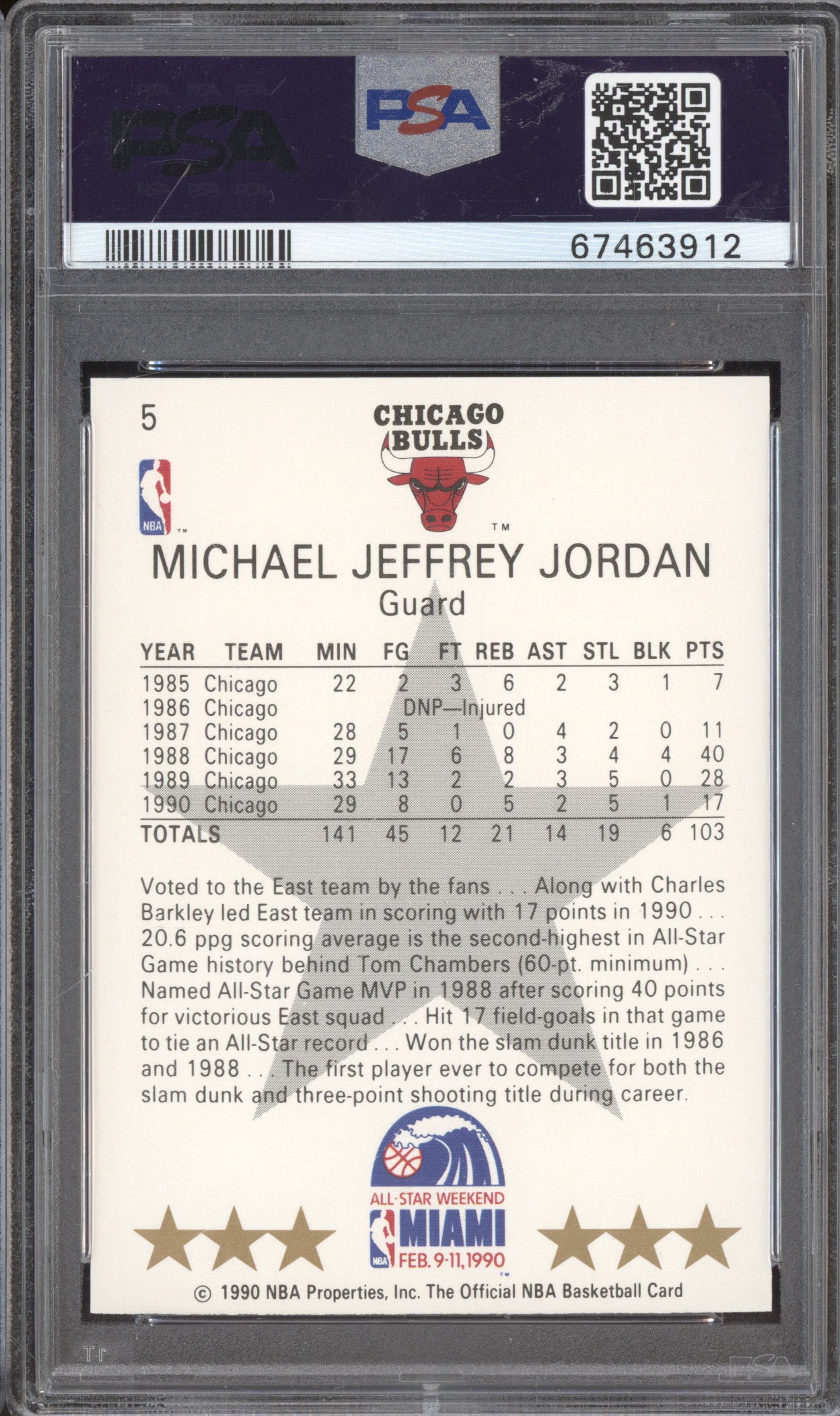 1990 Hoops 5 Michael Jordan PSA 8