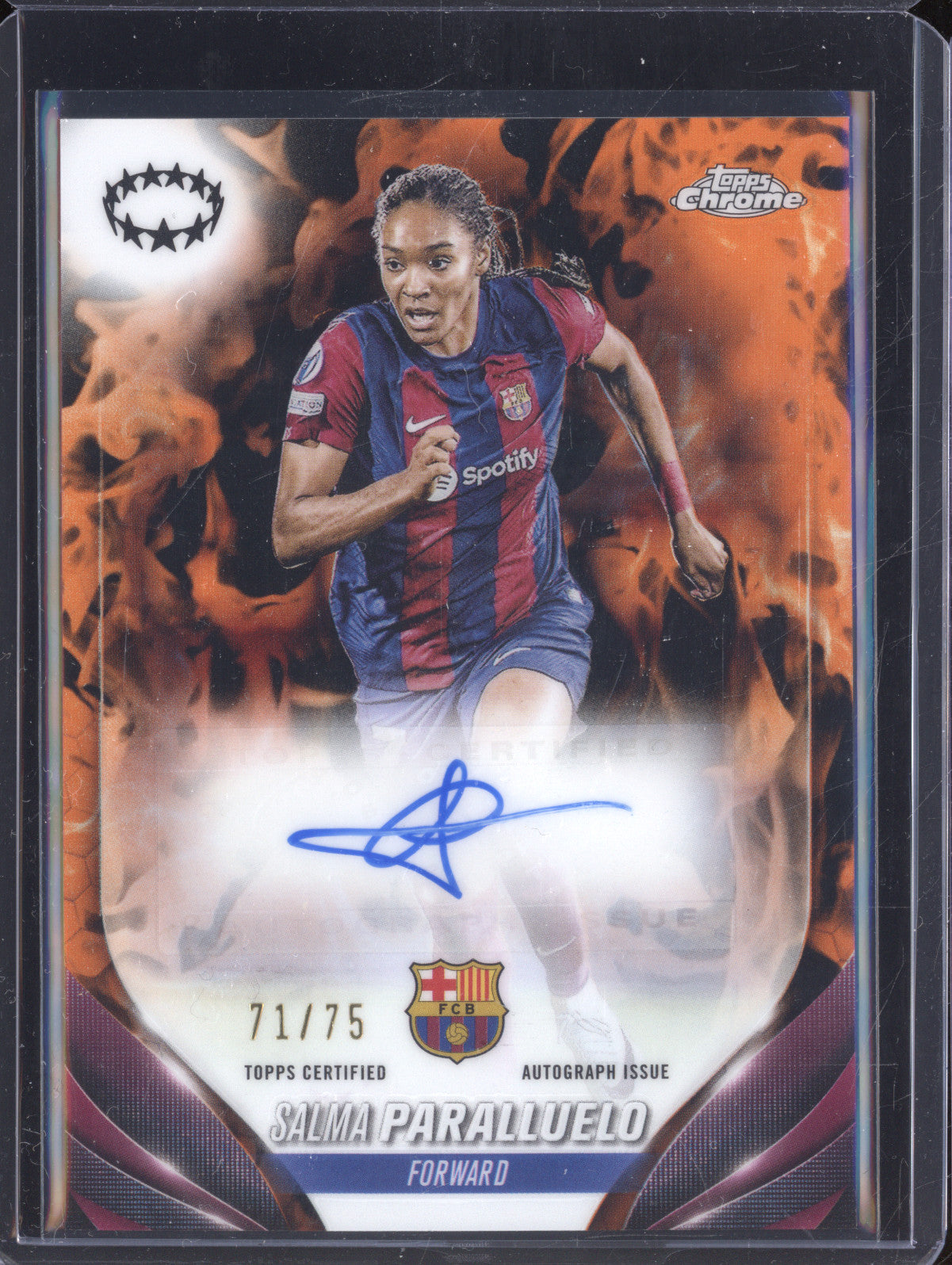 Salma Paralluelo 2023-24 Topps Chrome Women's A-SP Inferno Refractor Auto 71/75