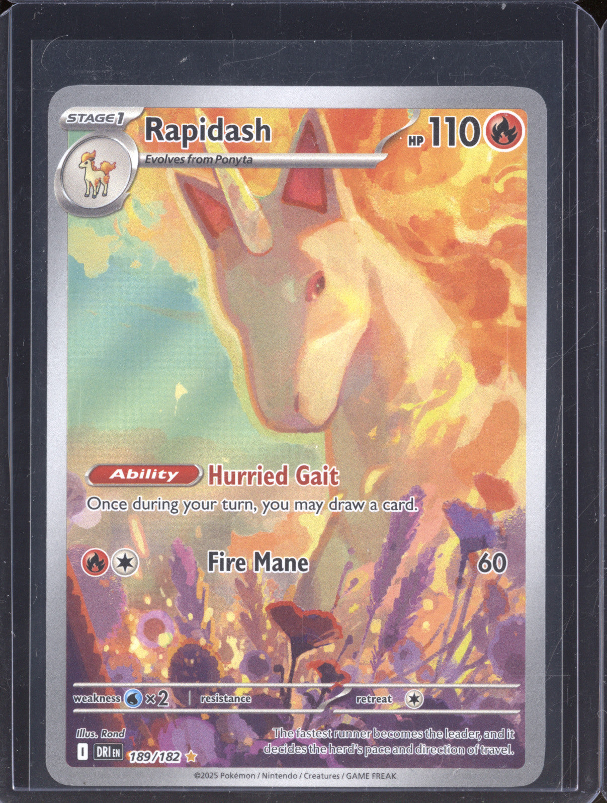 Rapidash 2025 Pokemon Destined Rivals 189/182 Illustration Rare