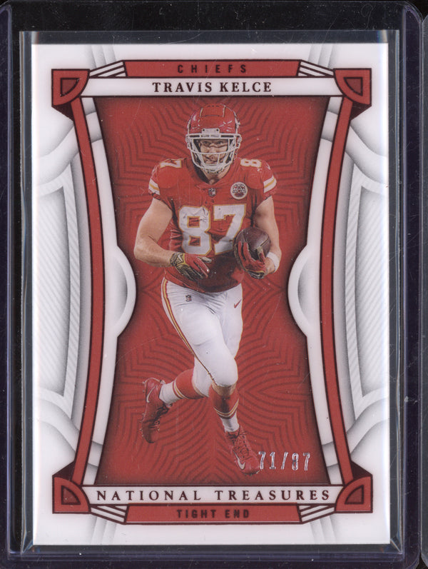 Travis Kelce 2022 Panini National Treasures 38 Jersey Numbers Red 71/87