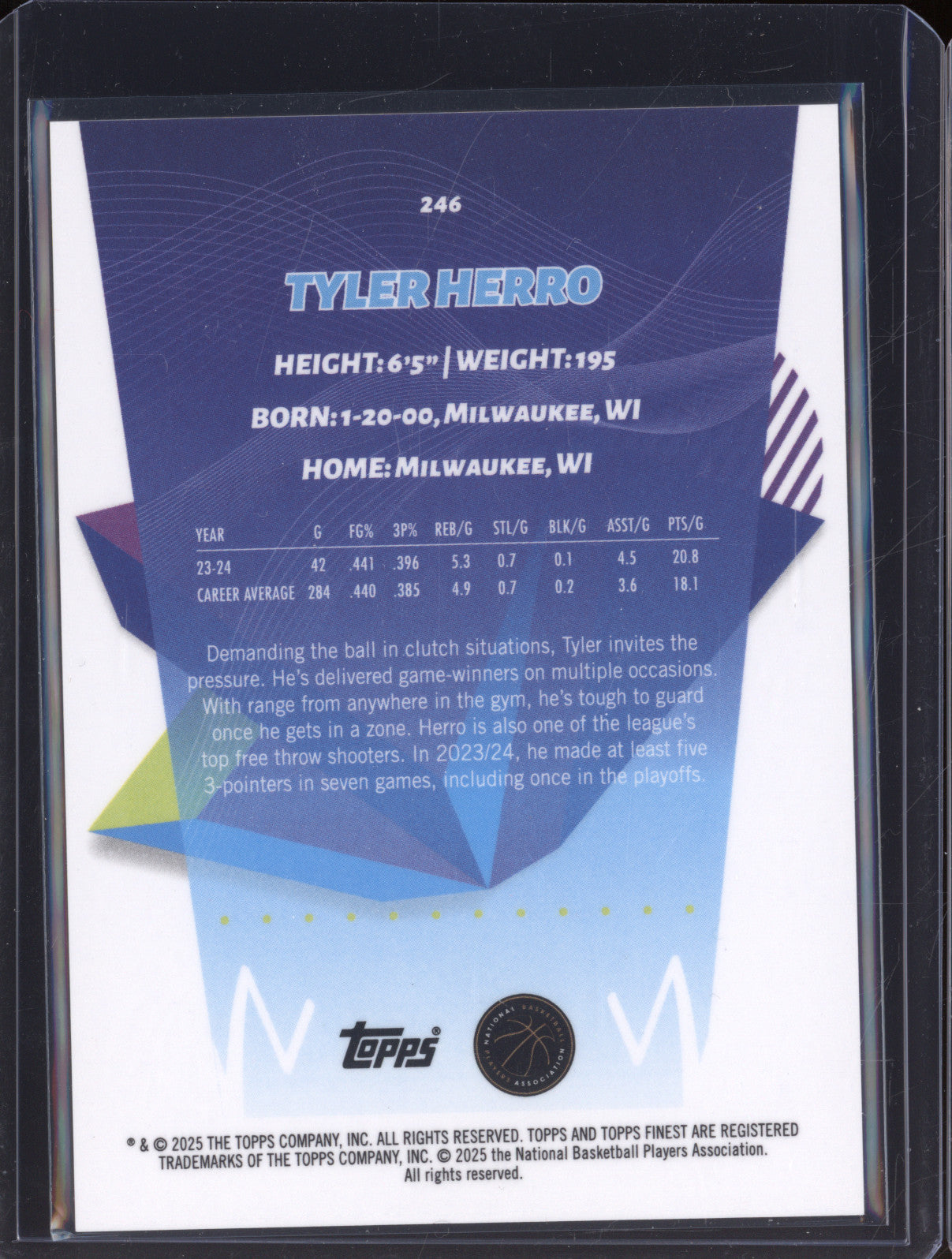 Tyler Herro 2024-25 Topps Finest 246 Gold Geometric 08/10