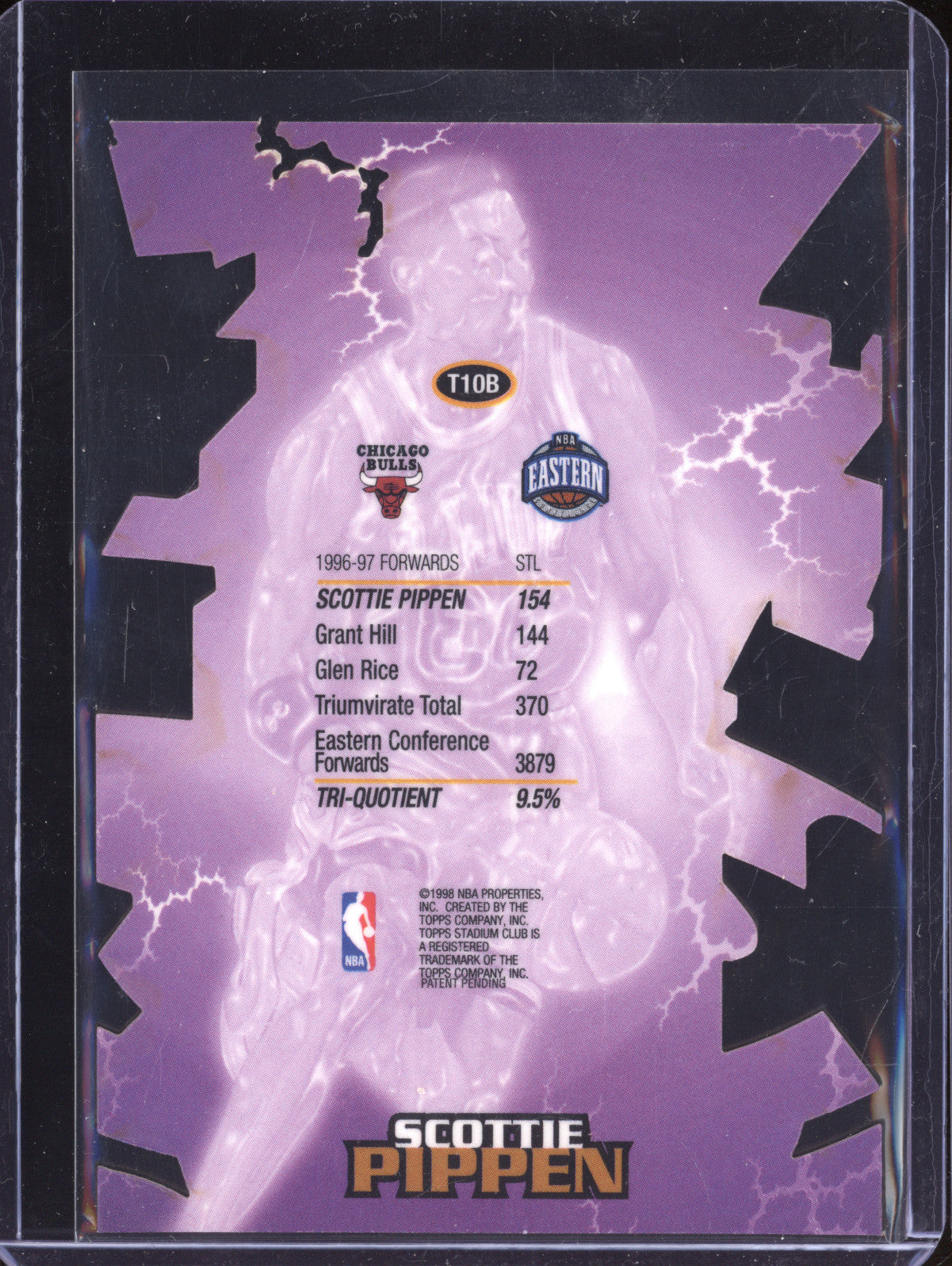 Scottie Pippen 1997-98 Topps Stadium Club Triumvirate T10B