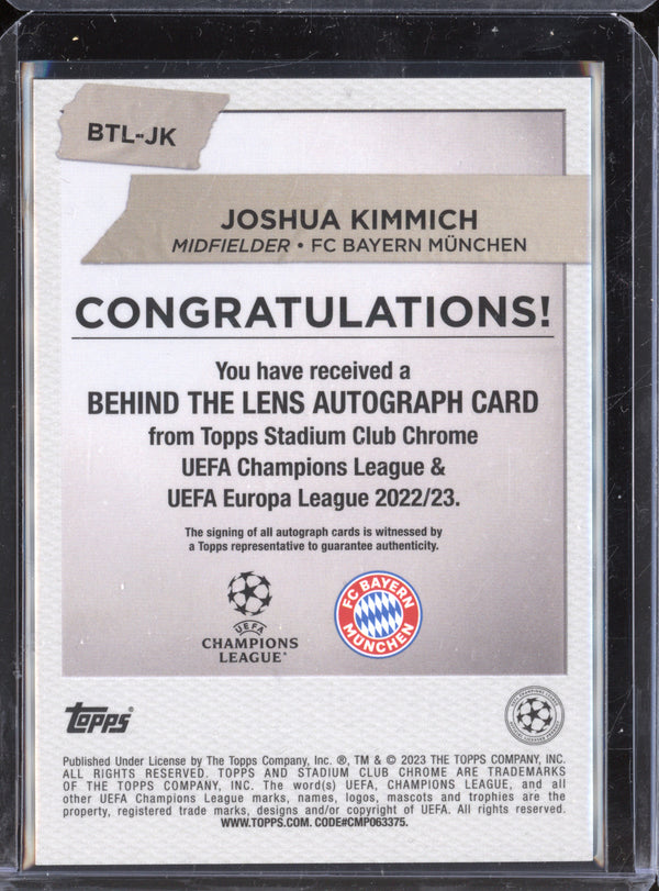 Joshua Kimmich 2022/23 Topps Stadium Club Chrome BTL-JK Behind the Lens Autograph