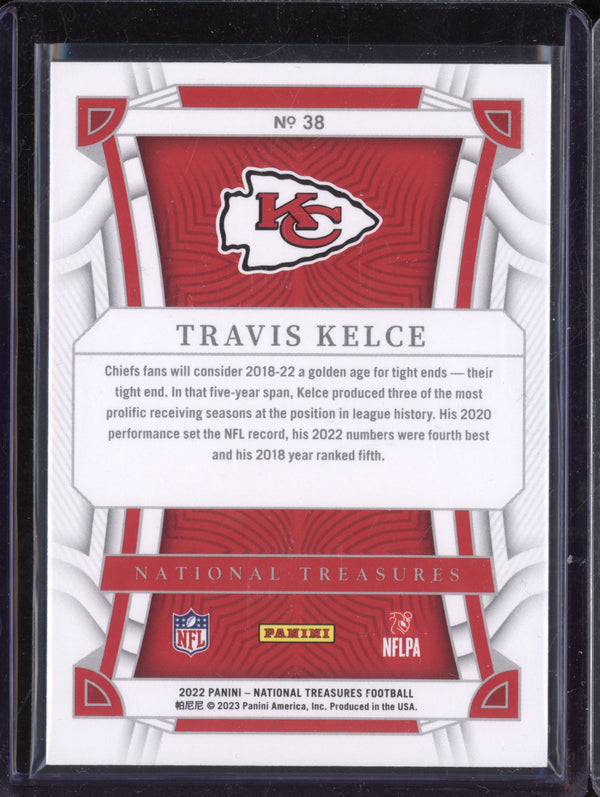 Travis Kelce 2022 Panini National Treasures 38 Jersey Numbers Red 71/87